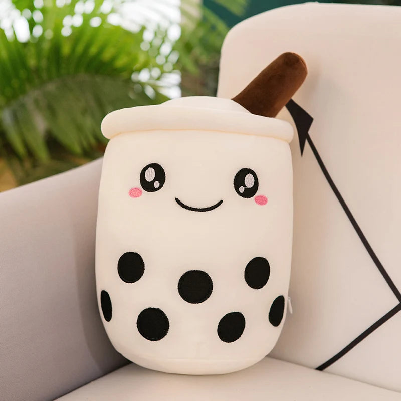 Bubble Tea Boba Plushie Kawaii Room Decor Plush Toy Stuffed Ice Cream Food Milk Tea Soft Hug Cushion Birthday Gift for Kids