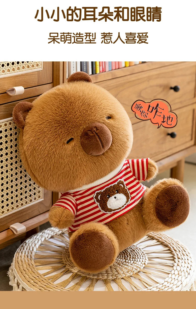 New black striped hoodie dolphin plush toy dress up Capibala sofa decoration room children's birthday Christmas surprise gift