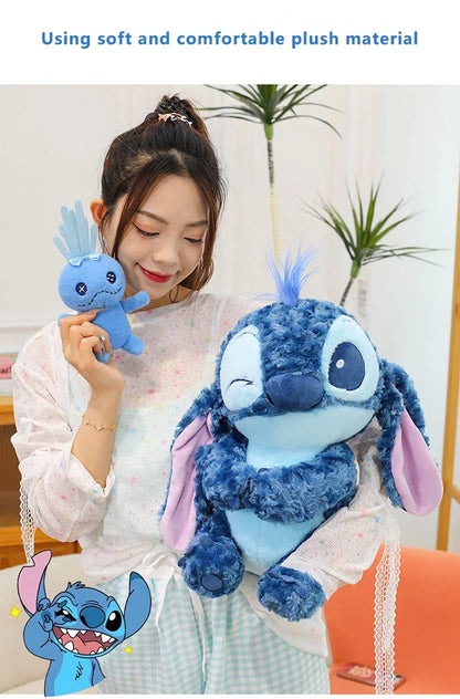 30/85cm Lilo and Stitch Disney Plush Toys Pink Kawaii Scrump Anime Cartoon Plushie Sakura Stich Dolls Soft Stuffed Gift for Kids
