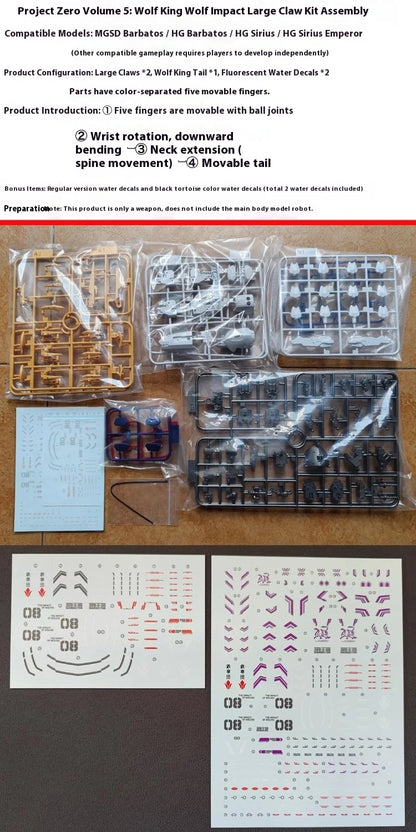 ZERO PLAN Barbatos Giant Claw MGSD HG XuanWu Color Model Parts Package Assembly Model Kit Accessory Toys