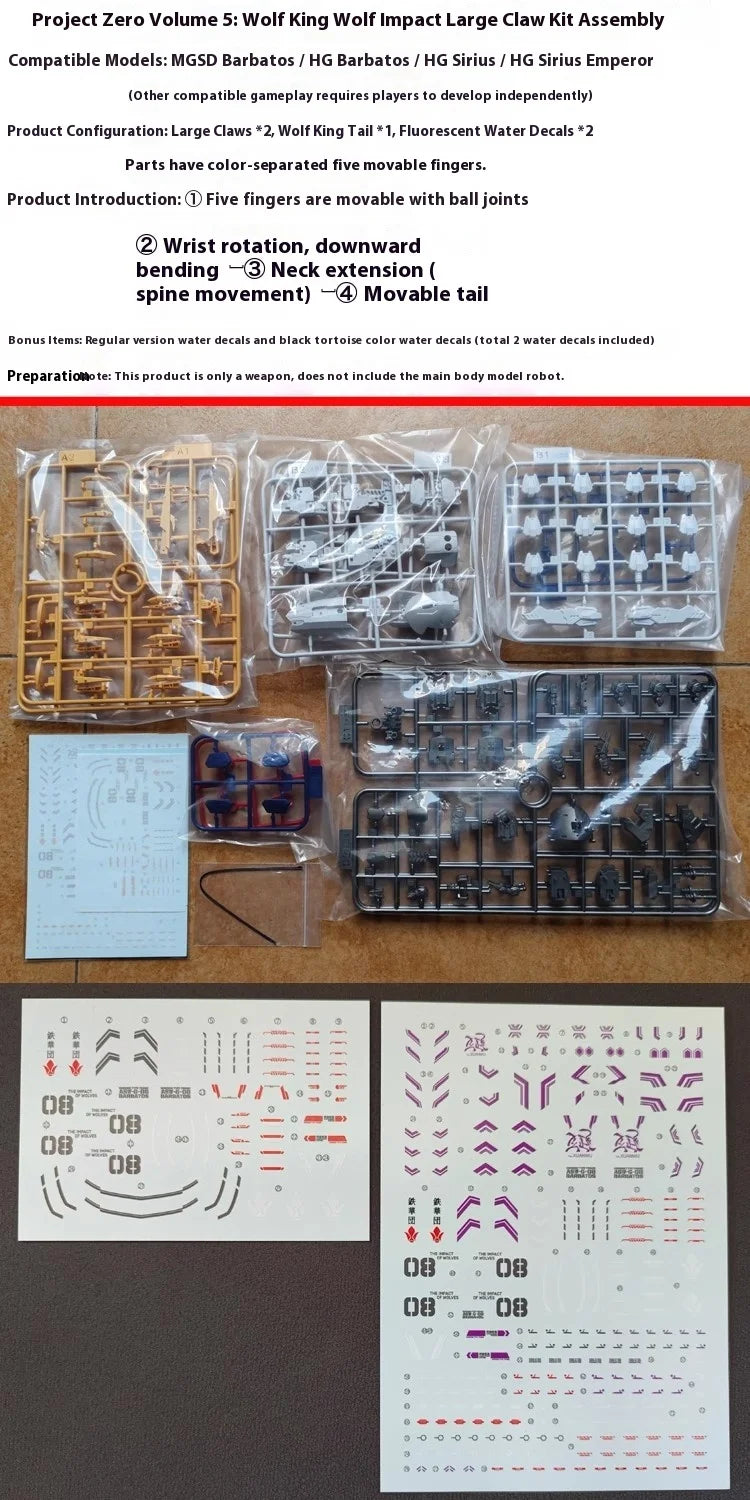 ZERO PLAN Barbatos Giant Claw MGSD HG Model Parts Package Assembly Model Kit Accessory Toys