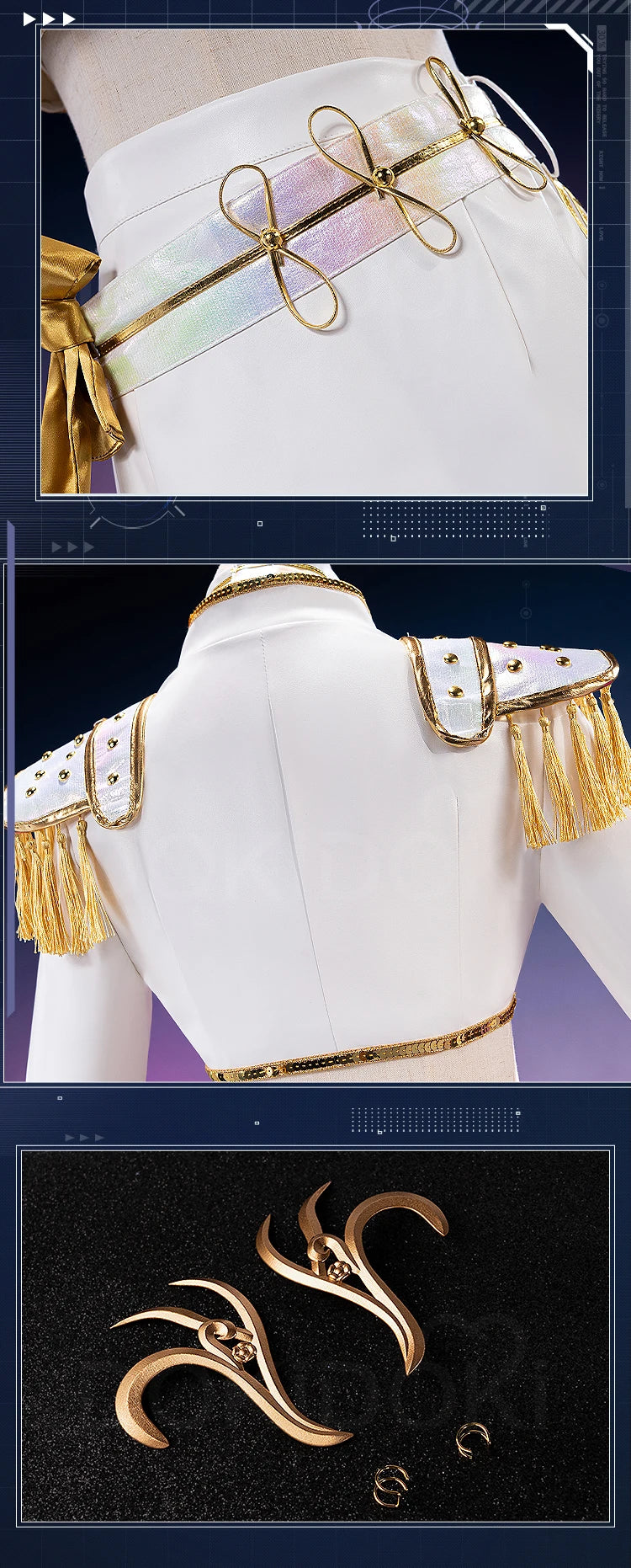 【Last Batch】IN STOCK Rumii Zoeyi Miraa Cosplay Costume【XS-3XL】DokiDoki-N Women White Suit Golden Rumii Cosplay Plus Size