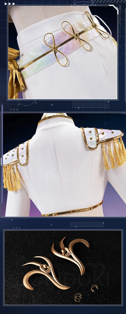【Last Batch】IN STOCK Rumii Zoeyi Miraa Cosplay Costume【XS-3XL】DokiDoki-N Women White Suit Golden Rumii Cosplay Plus Size