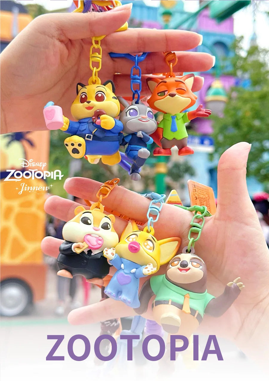 Zootopia Cartoon Character Injection Molding 3D Keychain Premium Design Anime Themed Accessories Collectible Toy Figures Gift