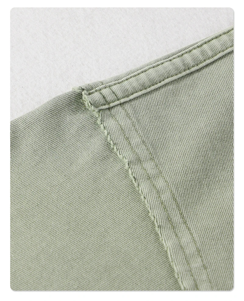 ZODF New Spring Summer Washed Cotton Solid T Shirts For Men Unisex High Street Loose Edge Oversized Noshrink T-Shirt Tee HY0465