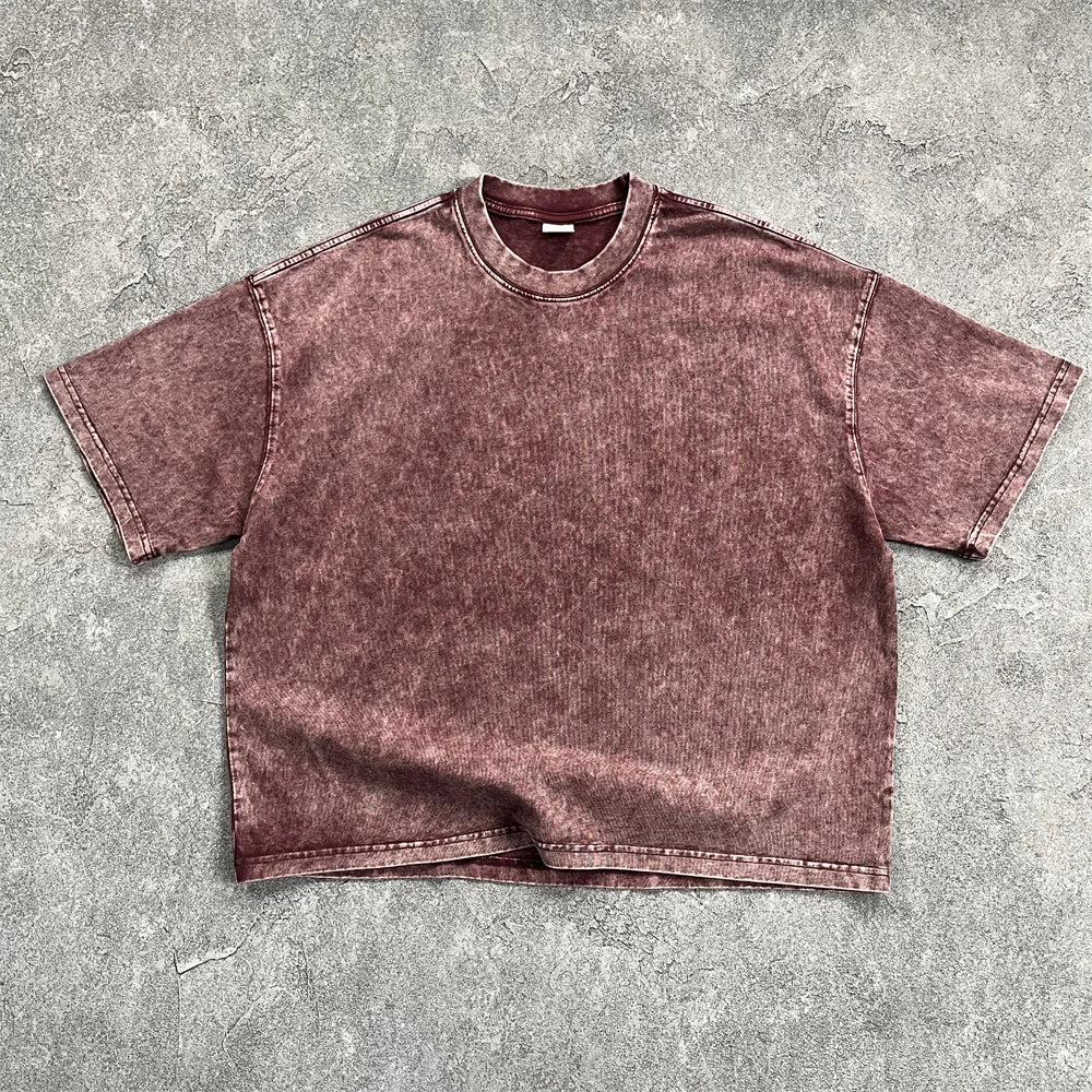 ZODF New Hip Hop Washed Cotton Boxy T-Shirts For Men Unisex Retro Loose Fit Basic Short Version T Shirt Brand Tops HY1076