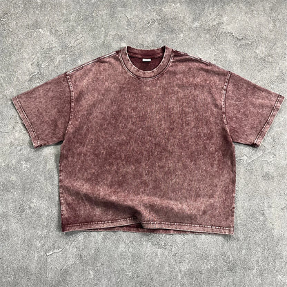 ZODF New Hip Hop Washed Cotton Boxy T-Shirts For Men Unisex Retro Loose Fit Basic Short Version T Shirt Brand Tops HY1076