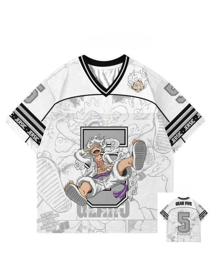 5 Jersey One Piece Luffy Gear 5 Anime Korean Style Kpop Baseball Hockey T-shirt Fashion Streetwear Anime Daily Unisex Tops Tees