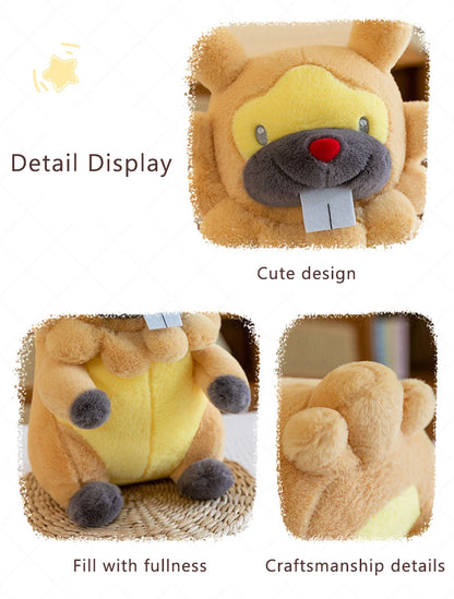 35/80cm Large Bidoof  Pokemon Plush Toys Anime Doll Cute Pillow Cartoon Giant Pokémon Plushie Stuffed Gift for Kids Christmas