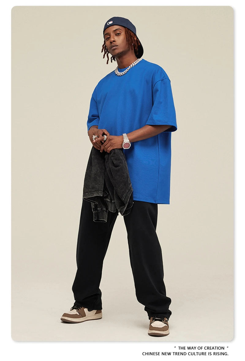 ZODF 2025 Heavy-Weight 425gsm 100% Cotton T-Shirts For Men Unisex Summer Oversized O-Neck Basic Solid T Shirt Brand Tees HY0485