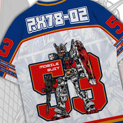 53 Jersey Gundam RX78 Anime Mecha  Y2k Korean Style Kpop Baseball Hockey T-shirt Fashion Streetwear Anime Daily Unisex Tops Tees