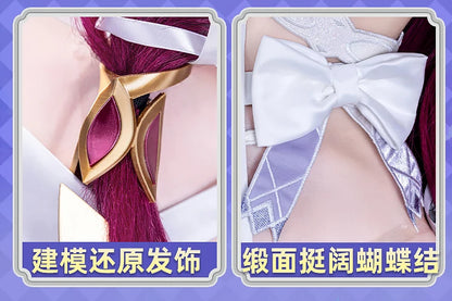 Genshin Impact Columbina Cosplay Costume Wig The Damselette Dress Uniform Eye Mask Eleven Fatui Harbingers Halloween Women Girls