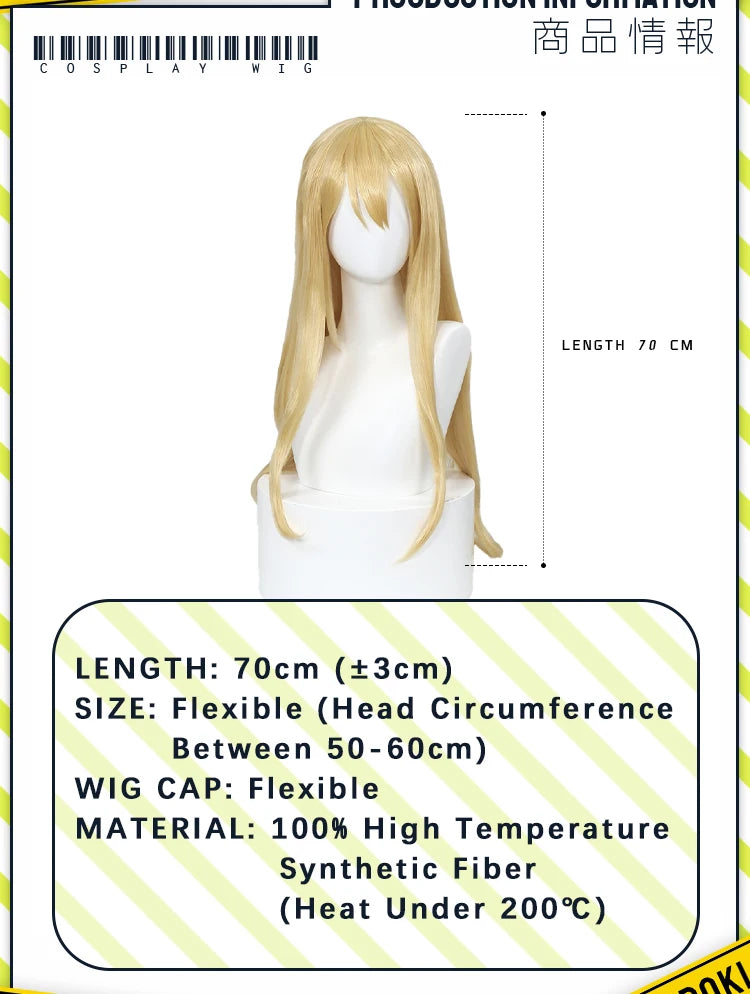 IN STOCK Kotobuki Tsumugi Wig Anime K-ON！Cosplay Wig DokiDoki Women 70cm Long Hair K-ON Kotobuki Tsumugi Wig Free Wig Cap