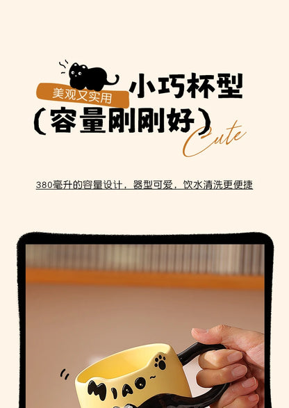 Cat Stacking Mug Creative Cute Cartoon Cat Ceramic Coffee Cup Fun Cat Tail Integrated Handle Cup Couple Water Cup Birthday Gift