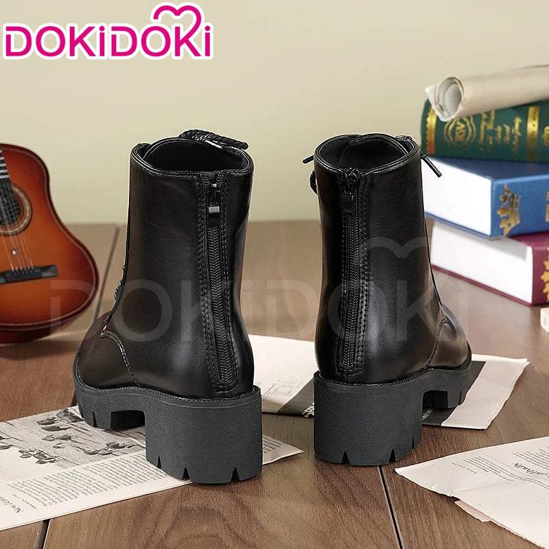 Women Men Cosplay Shoes Daily Boots DokiDoki Black 5cm Flat Bottom Shoes Cosplay Props