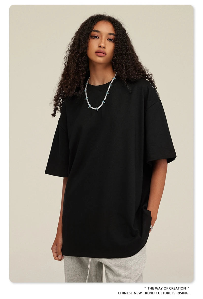 ZODF 2025 Heavy-Weight 425gsm 100% Cotton T-Shirts For Men Unisex Summer Oversized O-Neck Basic Solid T Shirt Brand Tees HY0485