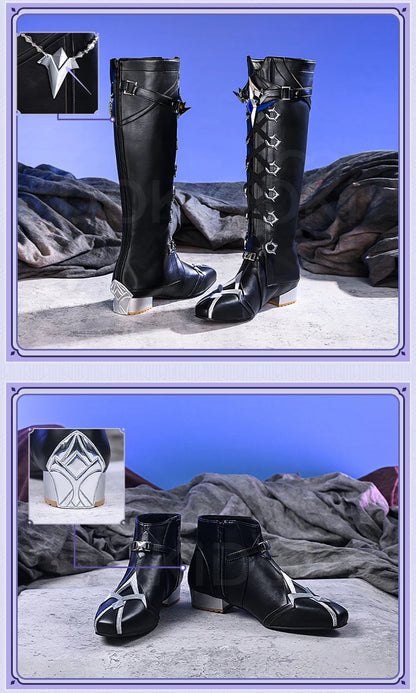 Flins Durin Cosplay Shoes Game Genshin Impact DokiDoki-SR Men Short Long Black Boots Kyryll Chudomirovich Halloween Cosplay