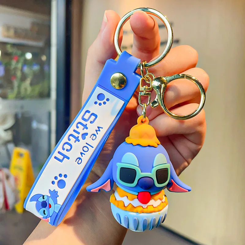Disney Anime Cartoon Stitch Keychain Lilo & Stitch Cute Doll Keyring Fashion Couple Bag Ornament Key Chain Car Pendant Gift