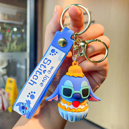 Disney Anime Cartoon Stitch Keychain Lilo & Stitch Cute Doll Keyring Fashion Couple Bag Ornament Key Chain Car Pendant Gift