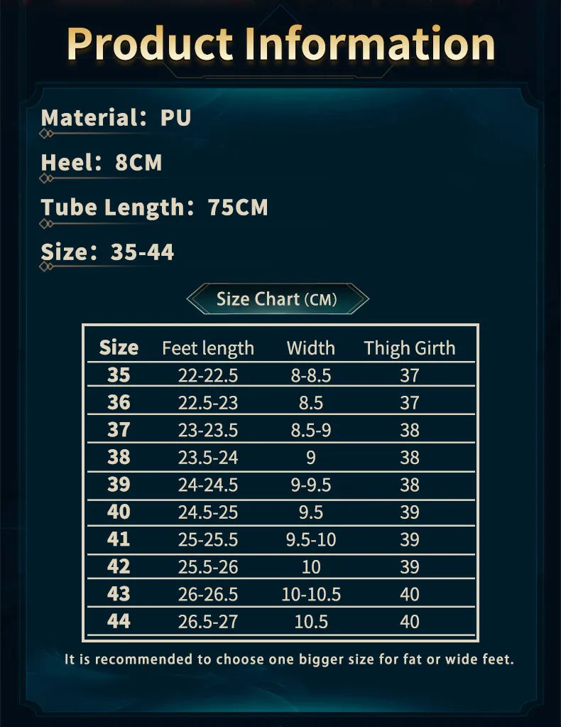 UWOWOW Ahri Shoes Game League of Legends/LOL: Immortalized Legend Ahri Cosplay Shoes Size 35-44 High Tube