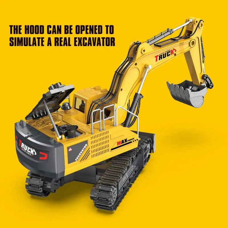 Alloy RC Excavator Truck Toy Remote Control Engineering Vehicle Electric Construction for Kids Boys Birthday Gift