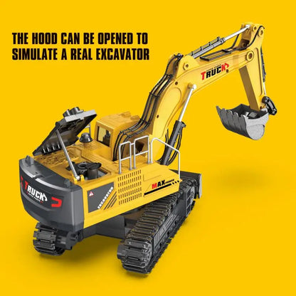 Alloy RC Excavator Truck Toy Remote Control Engineering Vehicle Electric Construction for Kids Boys Birthday Gift