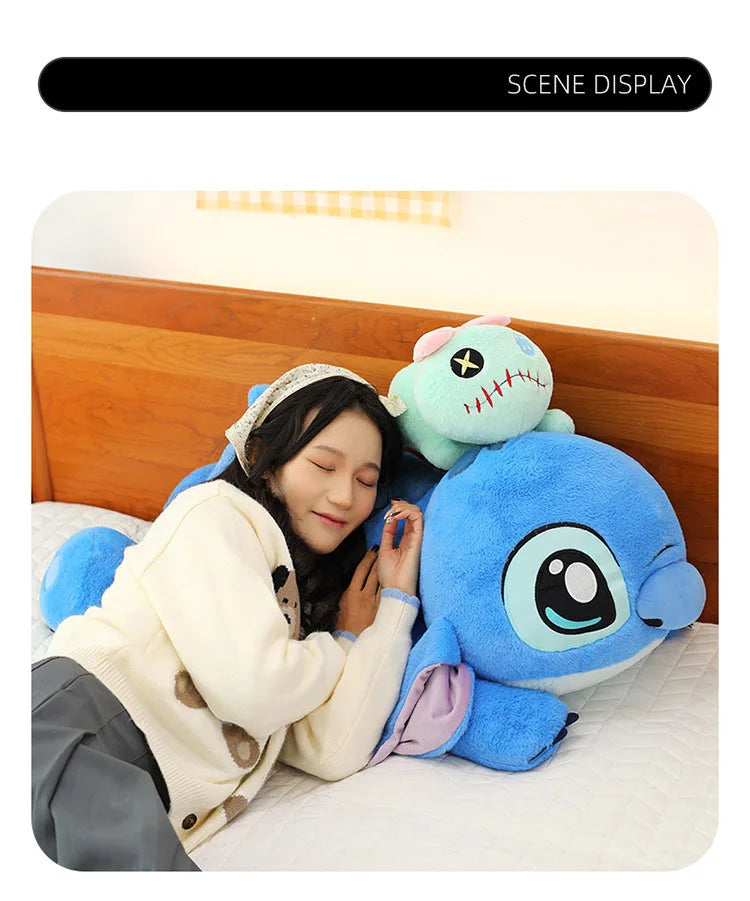 40-100cm Disney Lilo and Stitch Plush Stuffed Toys Cartoon Anime Plushie Lying Stich Doll Soft Pillow Xmas Birthday Gift for Kid