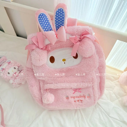 Sanrio My Melody Backpack Coin Purse My Sweet Piano Casual Schoolbag Large Capacity Girly Plush Bag Traveling Bag Girl Student