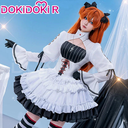IN STOCK Asukaa Reii Cosplay Costume Anime DokiDoki-R Wome Black White Gothic Dress Asukaa Cosplay Halloween Costume