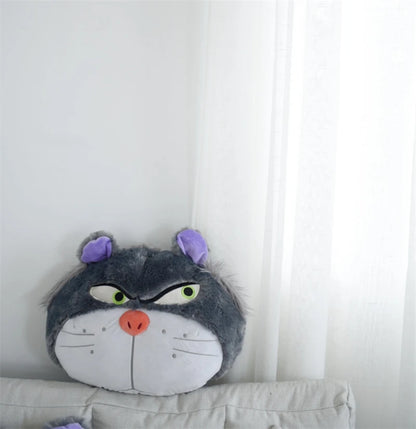 Disney Lucifer Cat Headrest Back Cushion For Car Seat Safety Belt Cover Huggable Pillow Stuffed Animal Grey Cat Plushies Gifts