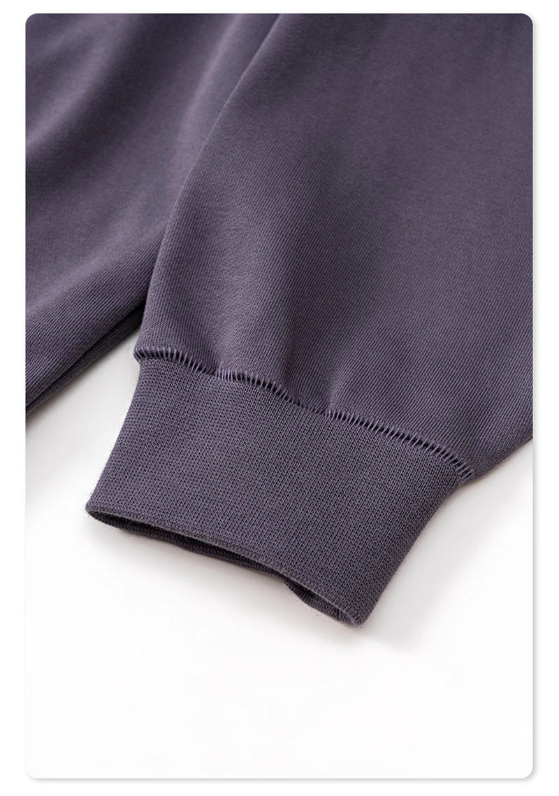 ZODF New Autumn Winter Solid Heavy Weight Hoodies For Men Unisex Basic Loose 440gsm Knitted Hooded Pullovers HY0886