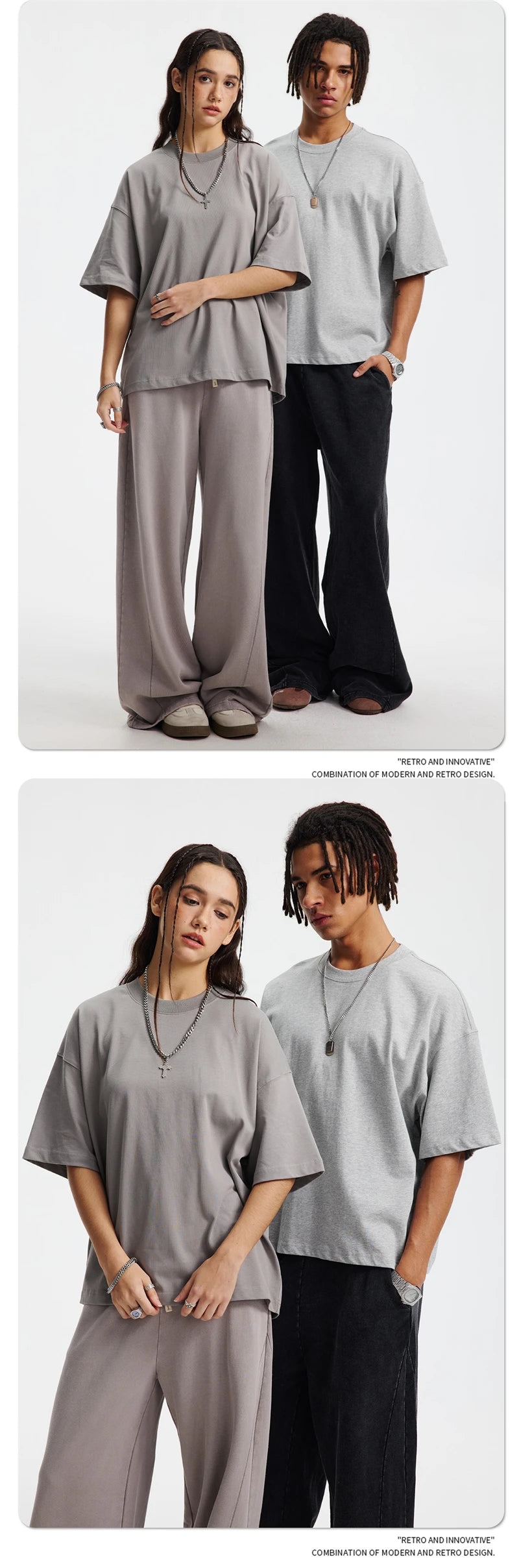 ZODF New Men Summer Boxy 275gsm Cotton T-Shirts Retro Unisex Oversized Short Version Basic T Shirt Brand Tees HY1070