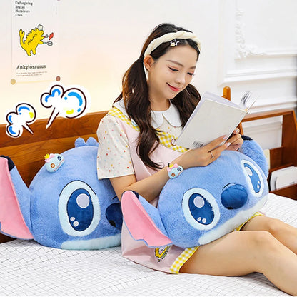 55/80cm Disney Lilo and Stitch Pillow Plush Toy Cartoon Anime Stuffed Kawaii Scrump Stich Doll Plushie Kids Birthday Xmas Gifts