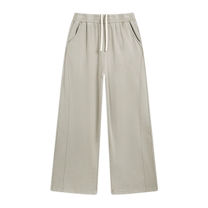 ZODF Retro 2025 Autumn Men 380gsm Washed Cotton Pants Unisex Patchwork Distressed Heavyweight Loose Solid Terry Trousers HY1071