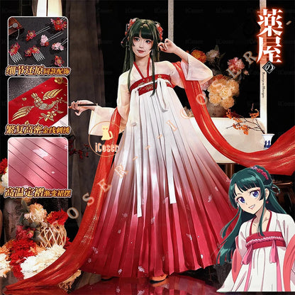 Maomao Cosplay Costume Red Dress Wig Anime The Apothecary Diaries Season 2 Kusuriya No Hitorigoto Halloween Party for Women Girl