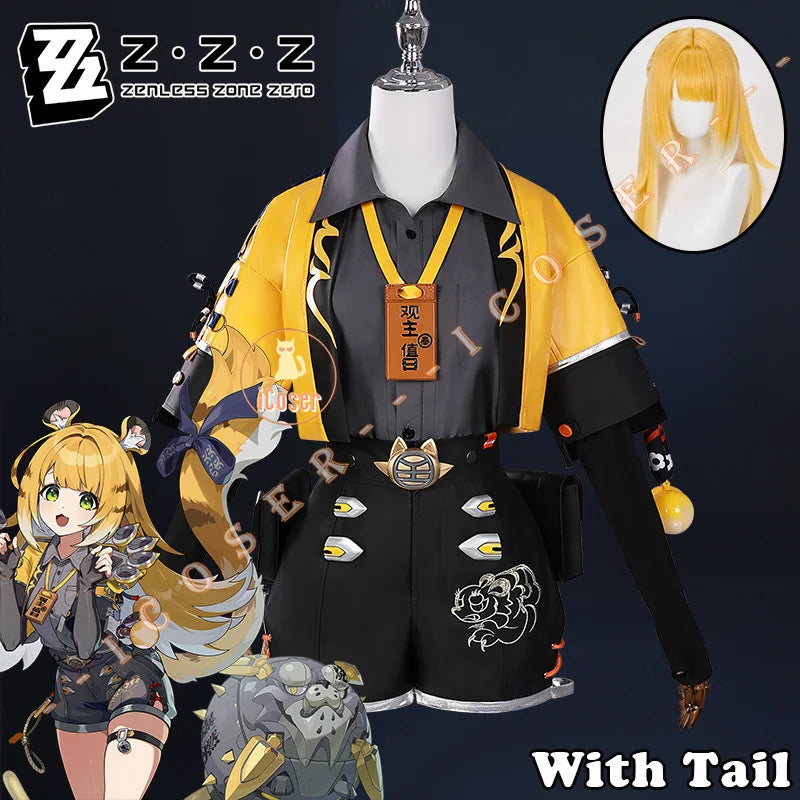 Zenless Zone Zero Ju Fufu Cosplay Costume Wig Uniform Jacket Shorts Pendant Yunkui Summit Halloween Party Women Girls Carnival