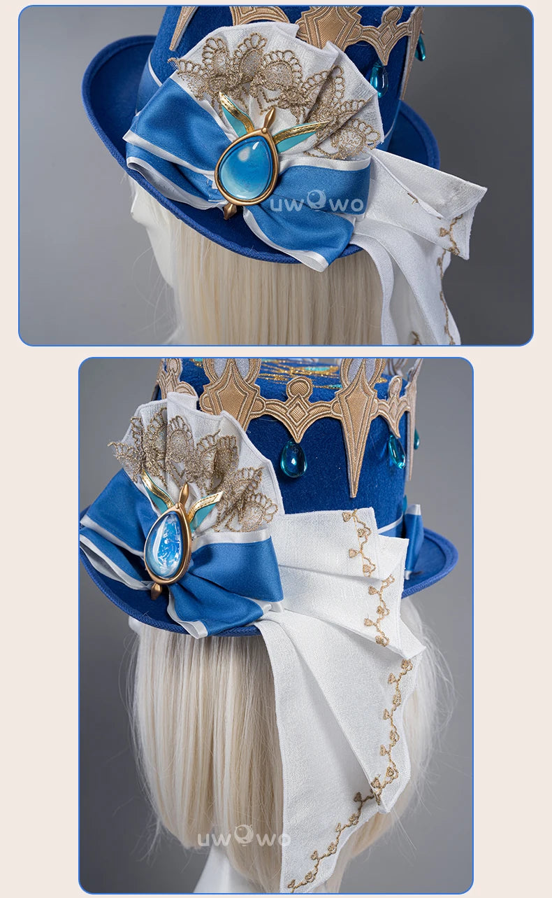 UWOWO Furina Cosplay Hat Genshin Impact Furina Focalors Cosplay Hydro Archon Fontaine Rococo Style Headwear with Acces