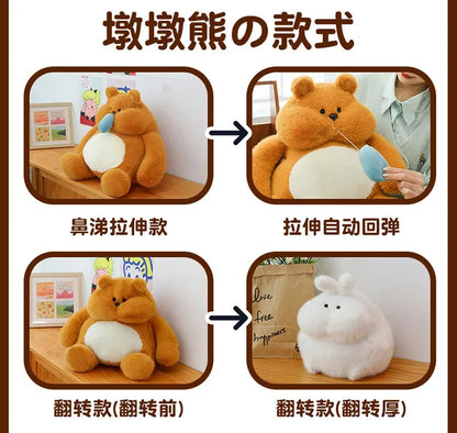 35-45cm Cute Muscle Bear Snot Bear Doll Sitting Posture Pull String Animals Stuffed Toy Soft 24CM Plush Bear Doll Kids Kawaii