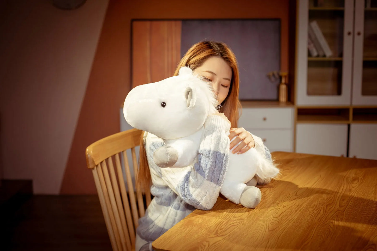 1 piece 55/70cm Soft BIg Round Head Horse Plush Toy Stuffed Pure White Horse Throw Pillow Stuffed Likelike Animals For Boy Gift