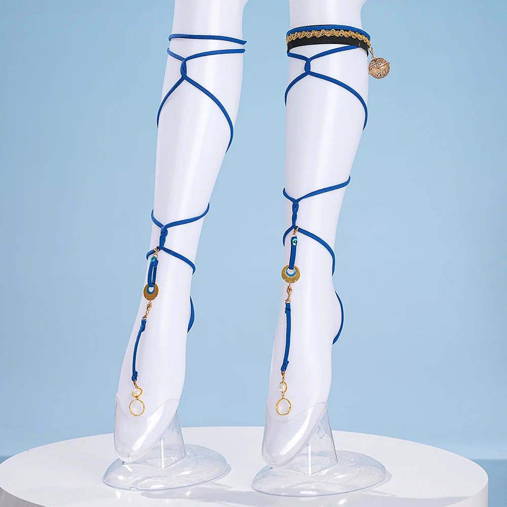 Genshin Impact Lauma Cosplay Costume Wig Dress Uniform Headwear Earrings Frostmoon Scions Halloween Party for Women Girls iCoser