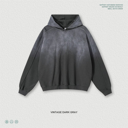 ZODF Retro Winter 370gsm Monkey Washed Hoodies For Man Unisex Oversized Off Shoulder 100% Cotton Hooded Coats Pullovers HY1136