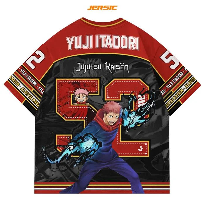 52 Jersey Yuji Itadori Jujutsu Kaisen Anime Style Kpop Baseball Hockey T-shirt Fashion Streetwear Anime Daily Unisex Tops Tees