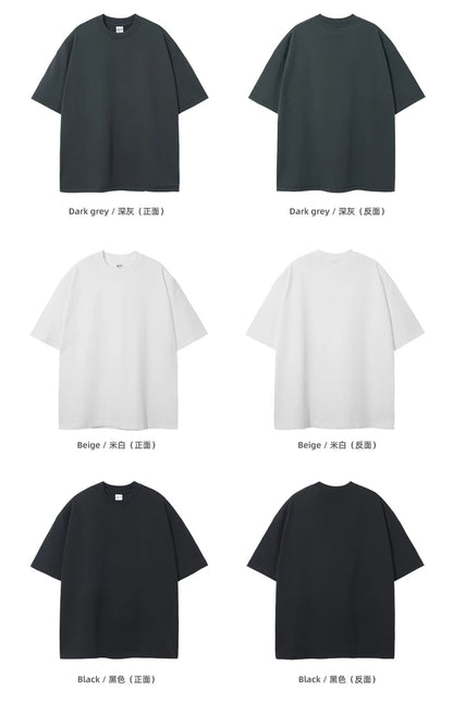 ZODF New 2025 Heavy Weight Summer Solid T Shirts For Men Unisex High Street Oversized 385gsm Cotton T-Shirt Streetwears HY0497