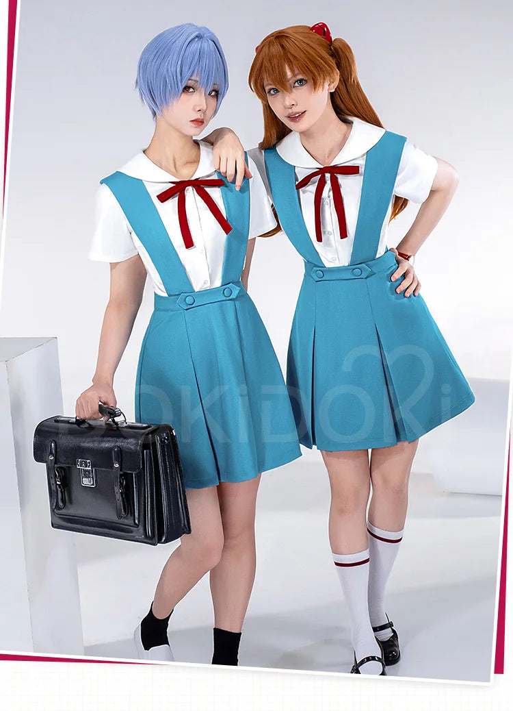 IN STOCK Reii / Asukaa Cosplay Costume DokiDoki-SR Anime Cosplay Women Asukaa Costume Socks Rei School Uniform Halloween Costume