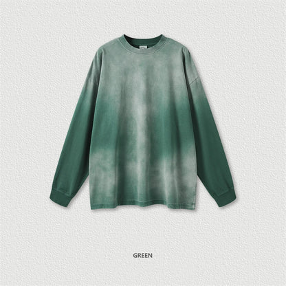 ZODF Retro Monkey Washed 260gsm Cotton T-Shirt For Men Unisex High Street Loose Full Sleeve T Shirt Brand Streetwear HY0406