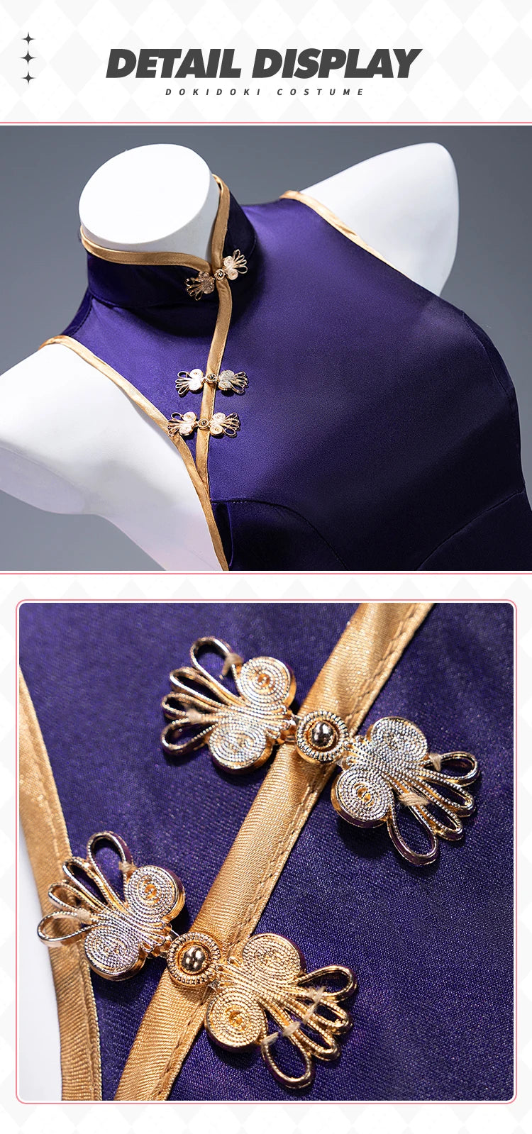 Mikuu Cosplay Costume【S-2XL】DokiDoki-N Mikku Cosplay Cheongsam Women Sexy Purple Dress Halloween Little Zombie Plus Size