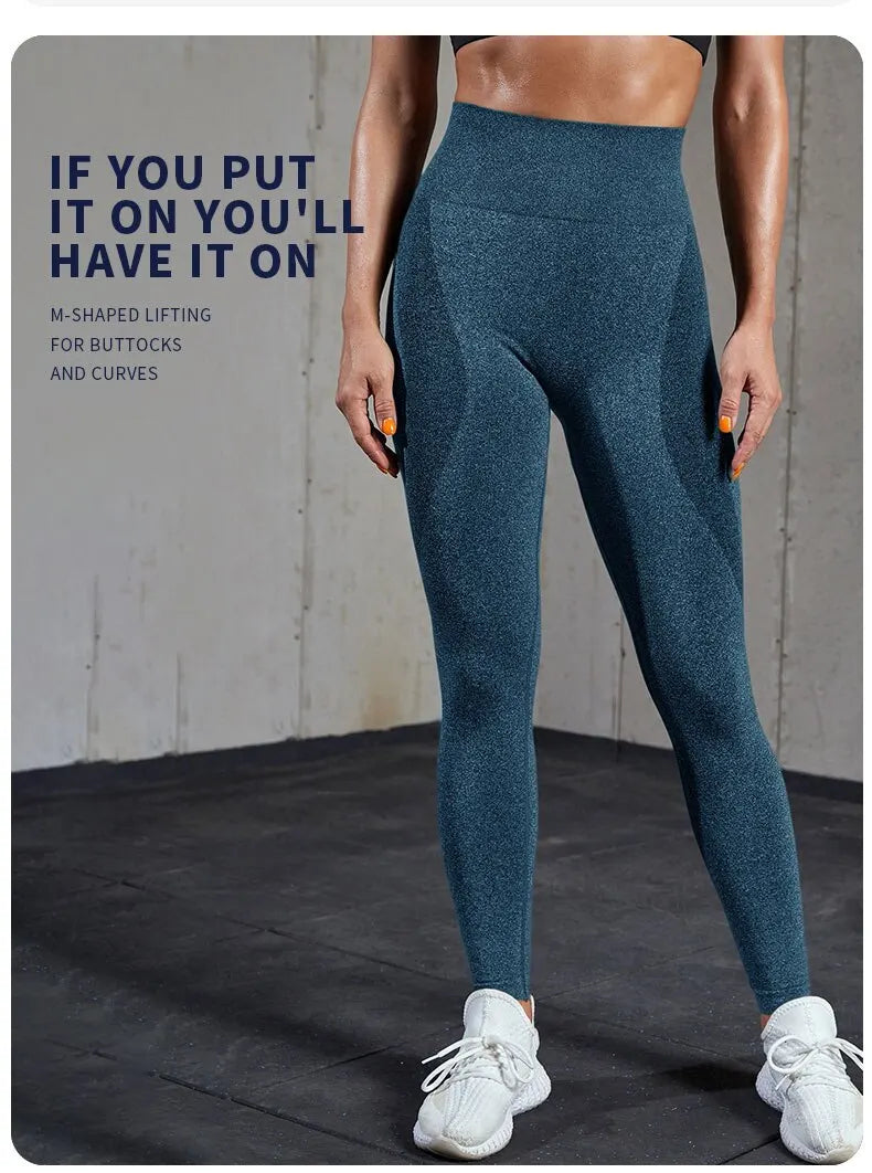 Women High Waist Seamless Yoga Leggings Butt Lift Curves Fitness Workout Tights Elastic Gym Training Pants