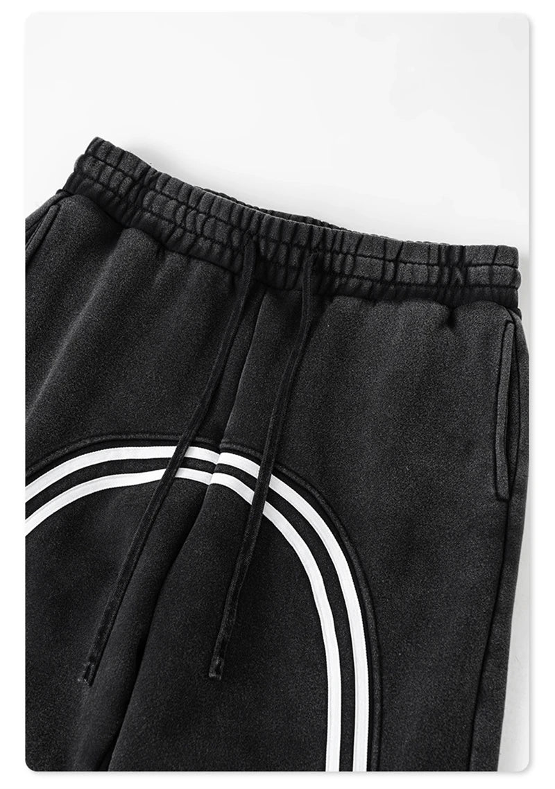 ZODF New Autumn Winter Men Fleece Sweatpants Women Unisex 332gsm Washed Ribbon Warm Joggers Pants Brand Clothes HY0877