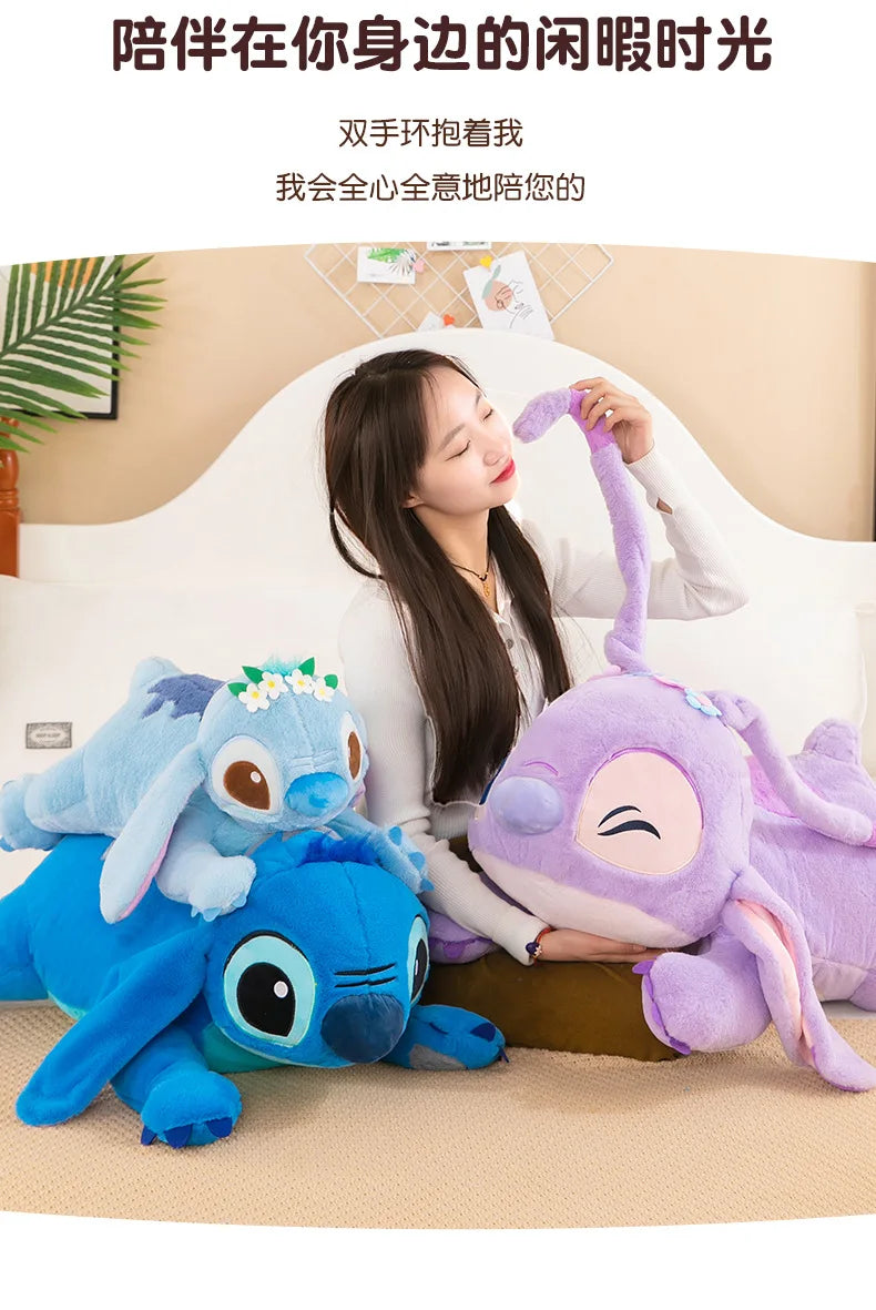 80cm Big Size Disney Lilo & Stitch Cartoon Anime Plush Stuffed Doll Room Kawai Plushies Pillow Ornaments Children's Holiday Gift