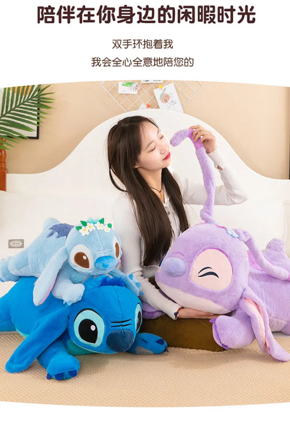 80cm Big Size Disney Lilo & Stitch Cartoon Anime Plush Stuffed Doll Room Kawai Plushies Pillow Ornaments Children's Holiday Gift